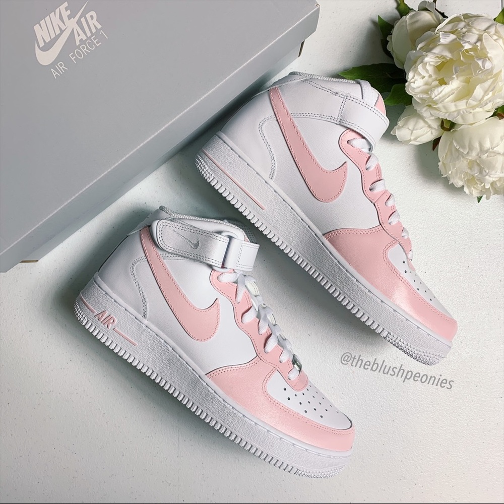 🌸 Nike Custom Air Force 1 Mid - Petal Pink 🌸 - Picture 7 of 13